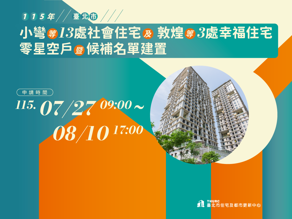 13處社宅及3處幸福住宅招租